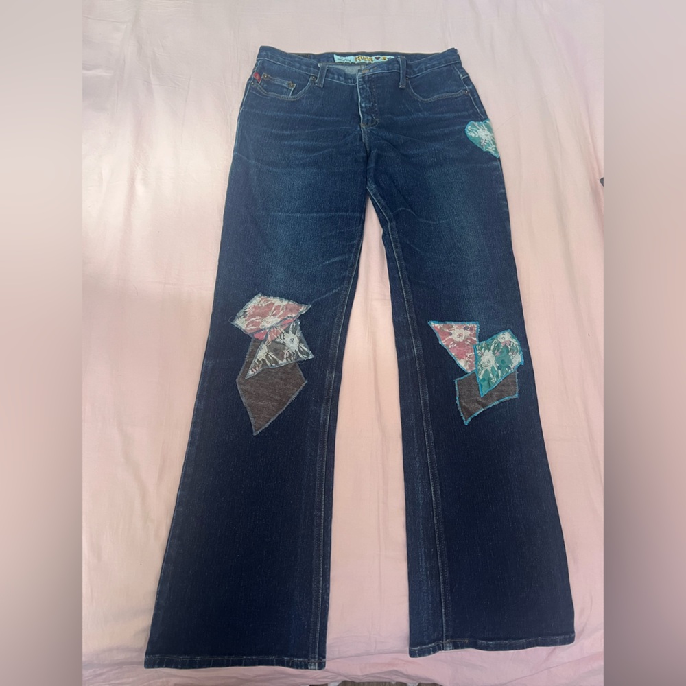 Mudd Women's Dark Blue Patchwork Jeans - image 1